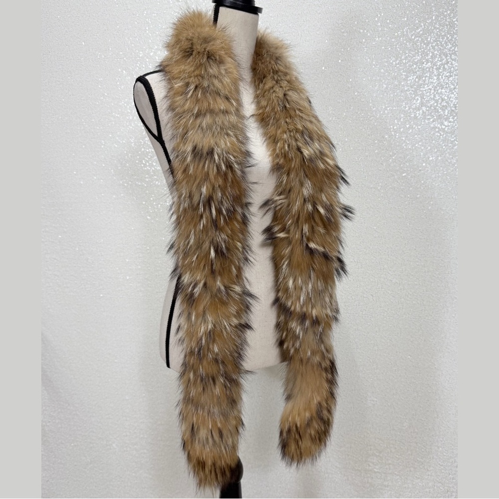“Christian Dior Genuine Fur Stole Scarf Wrap • Tan/ black Fox Fur Scarf Boa - Picture 14 of 16